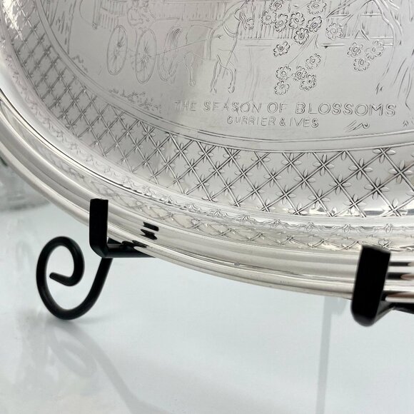 Gorham Silver Decorated Tray | Seasons Of Blossom | Winter Country Scene - Picture 3 of 10